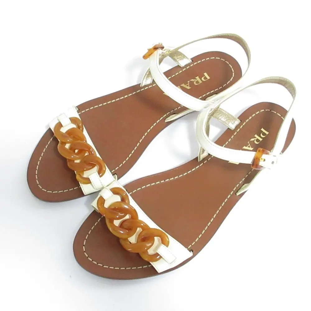 PRADA プラダ プラチェーン ストラップサンダル 36 23cm相当 ホワイト
