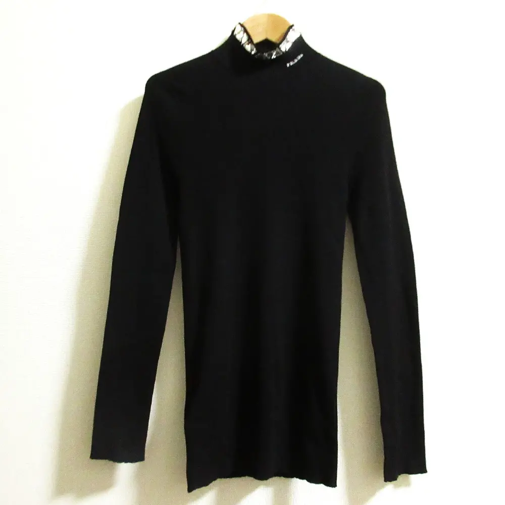 23SS PRADA プラダ ビジューハイネック ニットトップス P26481 サイズ40 ブラック