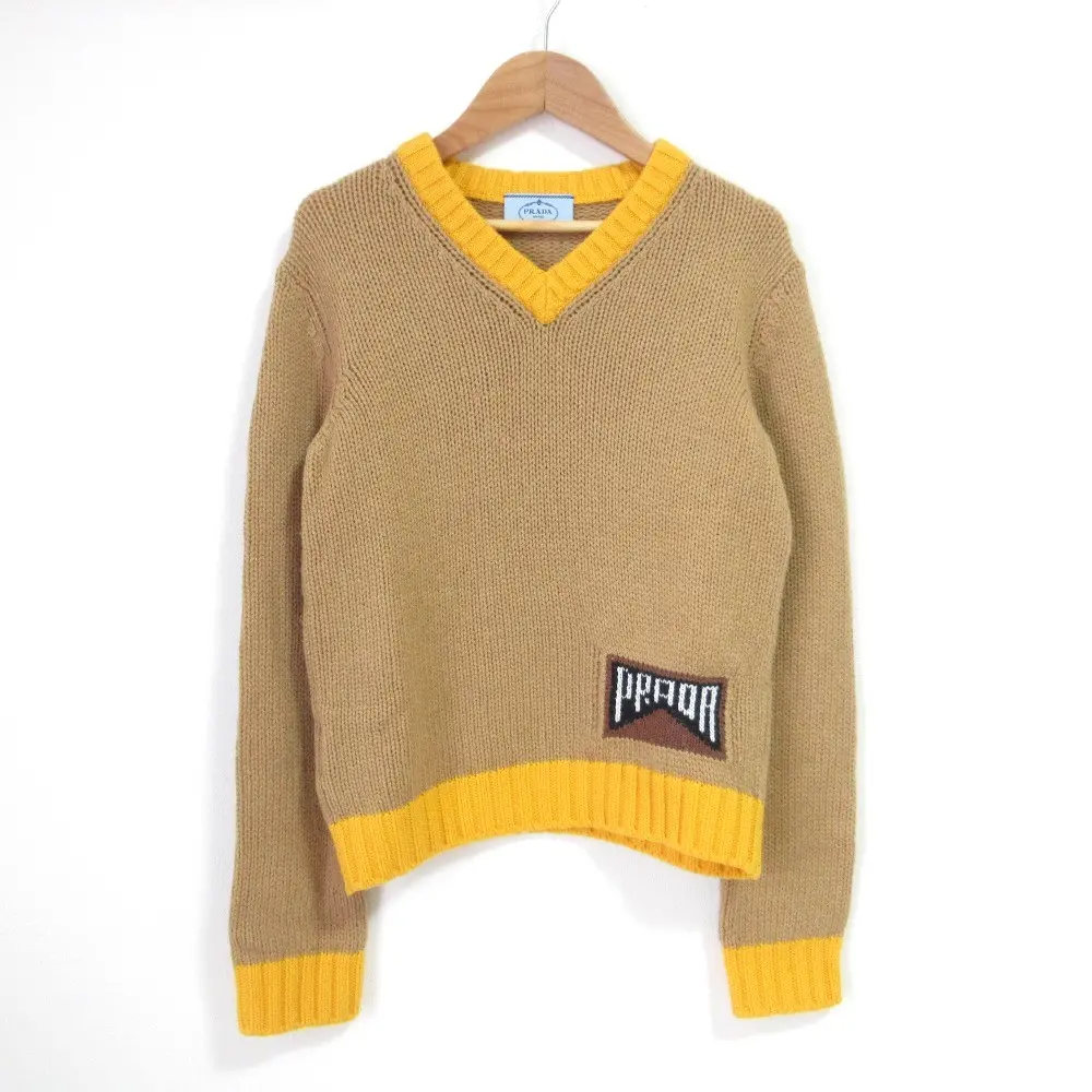 PRADA プラダ Vネック カシミヤニット セーター 38サイズ ベージュ