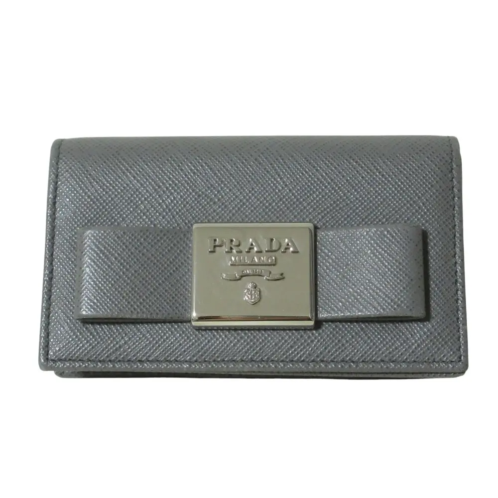 PRADA プラダ フィオッコ サフィアーノレザー カードケース 名刺入れ 1MC122 グレー