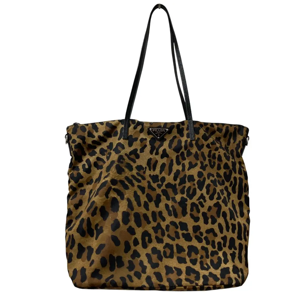PRADA プラダ レオパード柄 トートバッグ ベージュ×ブラック