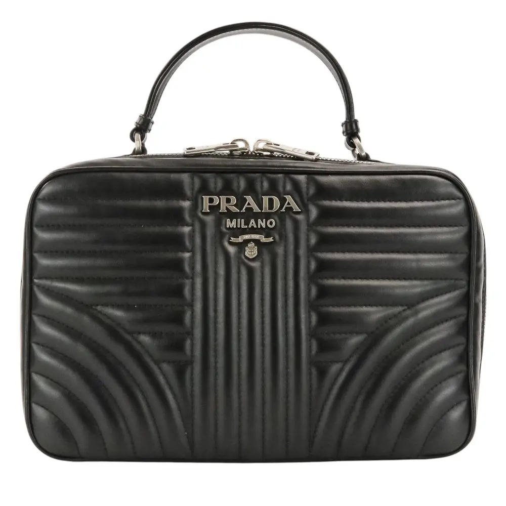 PRADA プラダ ダイアグラム レザー ショルダーバッグ ハンドバッグ 1BH119 ブラック