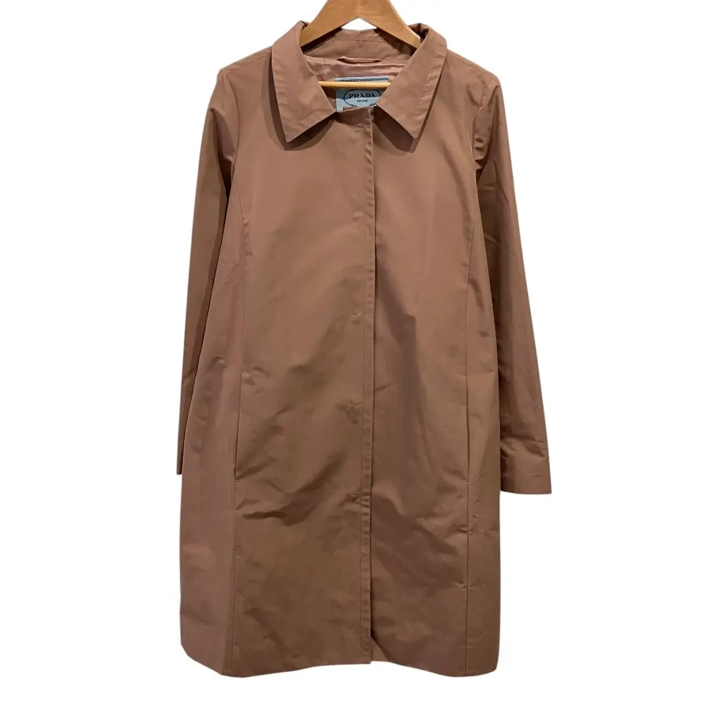 PRADA プラダ バックリボン ステンカラーコート 36 ピンクベージュ
