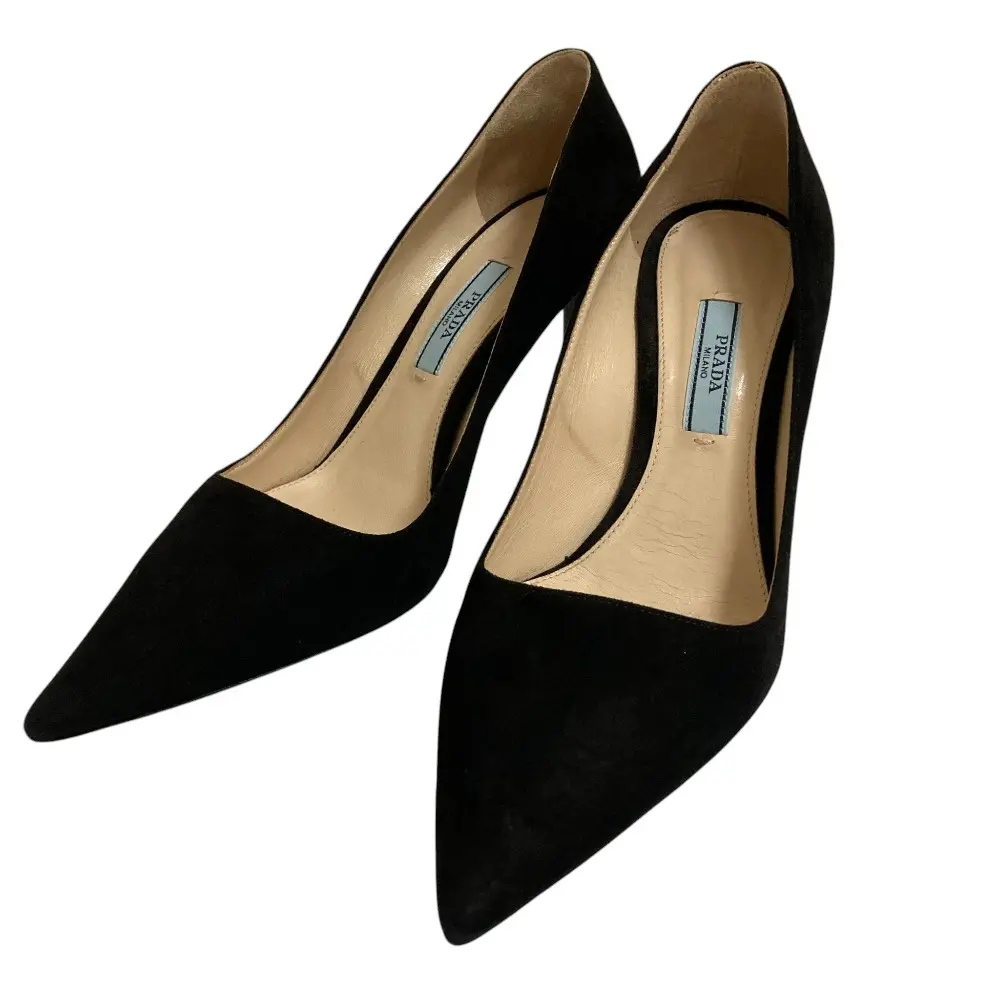 PRADA プラダ スウェード ポインテッドトゥパンプス サイズ37 24cm相当 ブラック