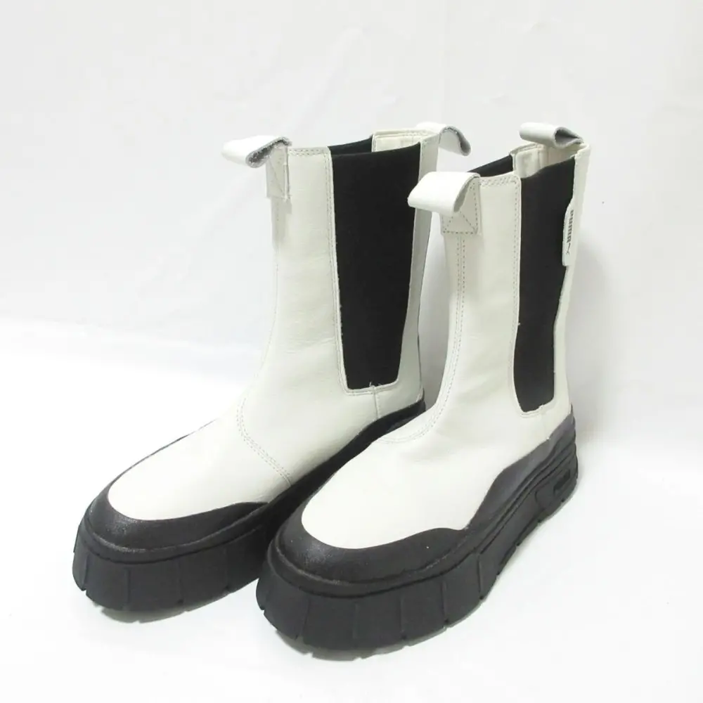 PUMA プーマ レザー MAYZE Stack Chelsea メイズスタックチェルシー サイドゴア ショートブーツ 386272-01 23.5cm ホワイト