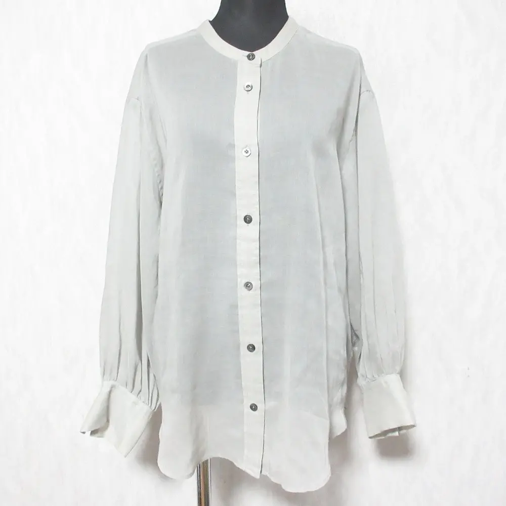 24SS qualite カリテ ソフトオーガンジー バンドシャツ ブラウス 3248-00-10012 F グレー