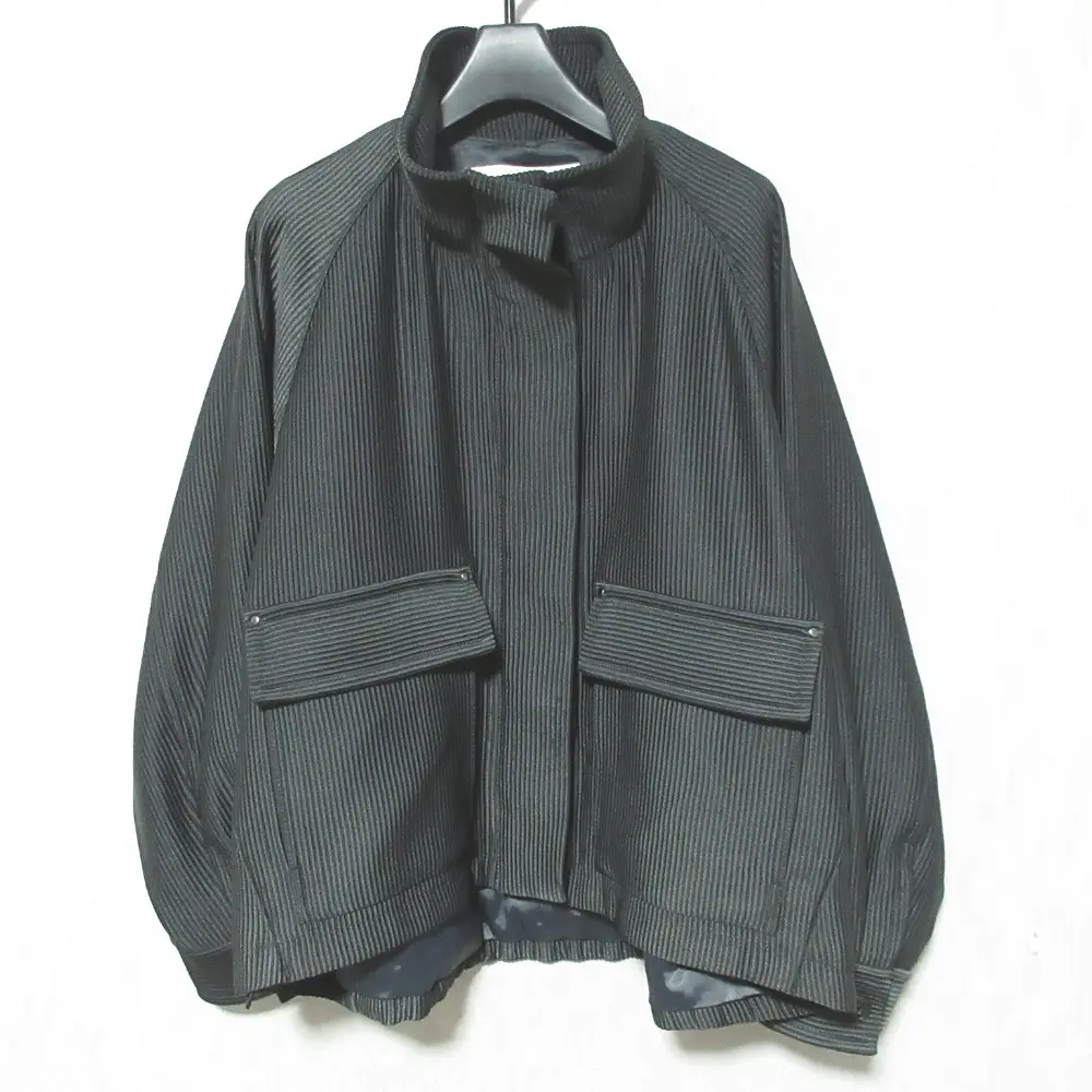 25AW qualite カリテ シャドーストライプブルゾン ジャケット 32470030000 F チャコールグレー