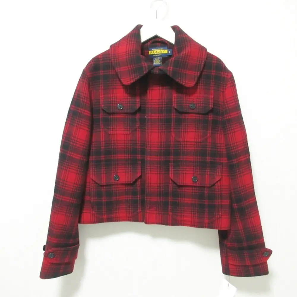 RUGBY Ralph Lauren ラグビーラルフローレン チェック柄 フランネル シャツジャケット ブルゾン S レッド