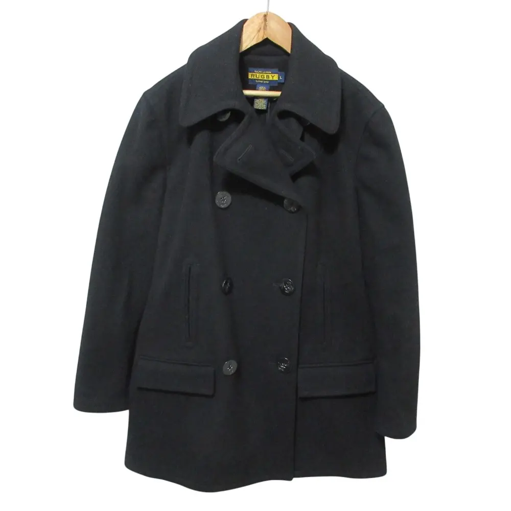 RALPH LAUREN RUGBY ラルフローレン ラグビー メルトン ダブルブレスト Pコート ピーコート L ブラック