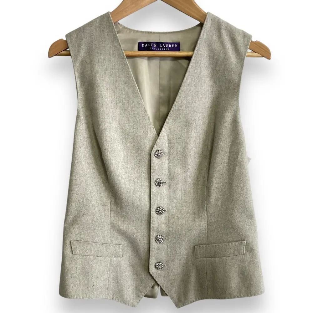 Ralph Lauren Purple Label ラルフローレン パープルレーベル ビジュー釦 ジレ ベスト ライトグレー