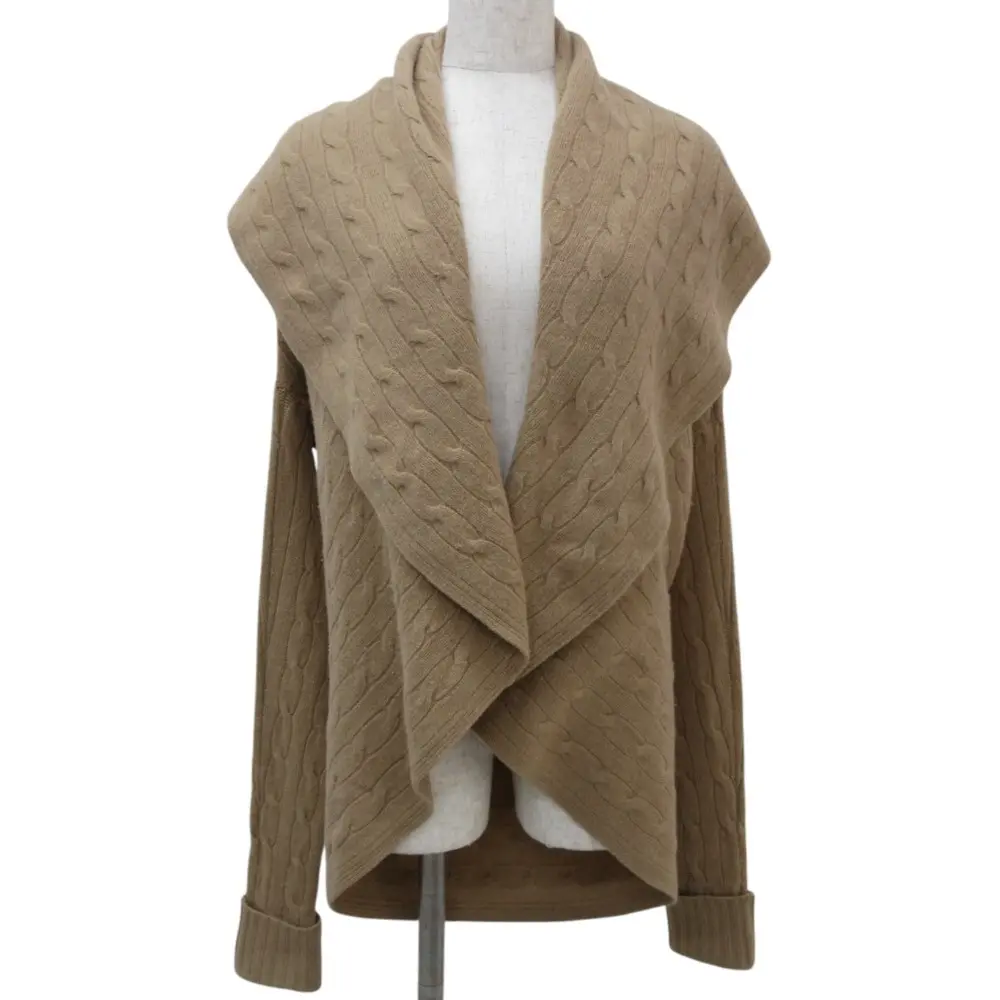 RALPH LAUREN ラルフローレン ショールカラー ケーブルニット カーディガン ジャケット M キャメル
