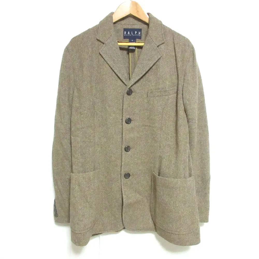 RALPH LAUREN ラルフローレン ヘリンボーン ストレッチ シングル テーラードジャケット 10 ブラウンベージュ系