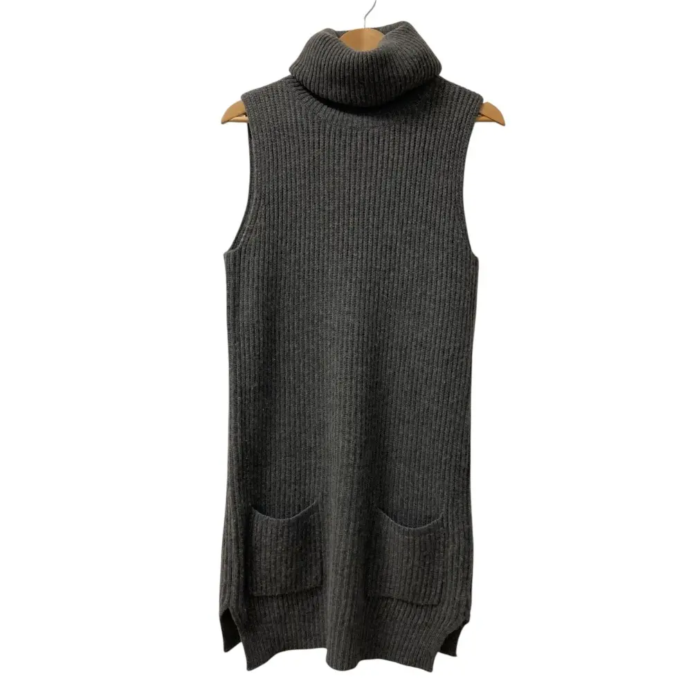 RALPH LAUREN ラルフローレン カシミヤウール タートルネック スリーブレス ひざ丈 ニットワンピース M グレー