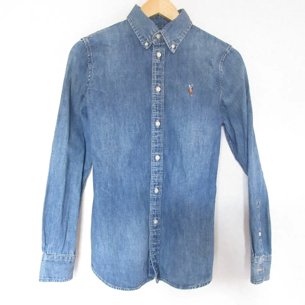 RALPH LAUREN ラルフローレン 長袖 ボタンダウン デニムシャツ S インディゴ