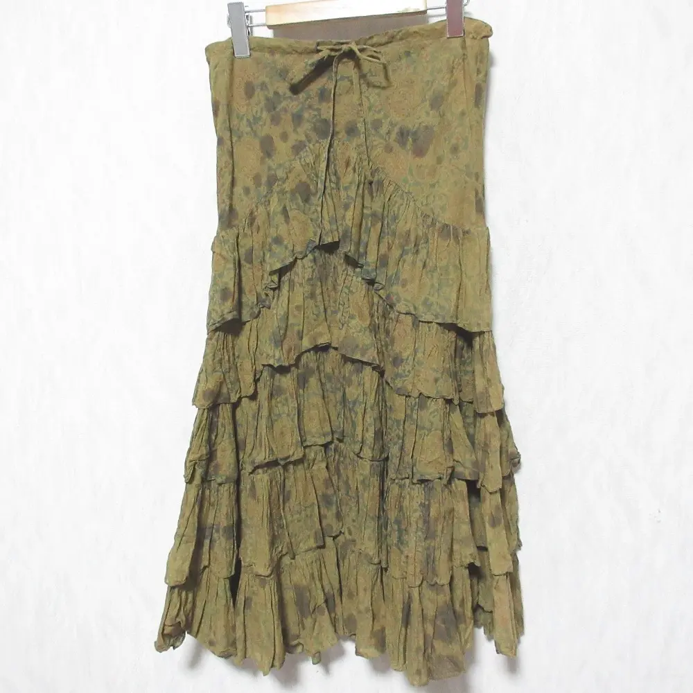 RALPH LAUREN ラルフローレン ペイズリー柄 ティアードロングスカート サイズ5 カーキブラウン