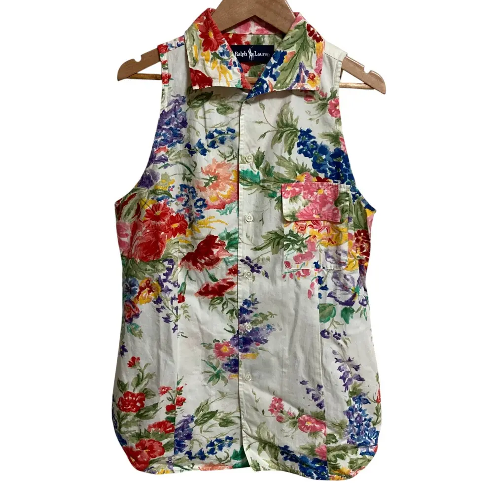 RALPH LAUREN ラルフローレン フラワープリント シルク シアーブラウス