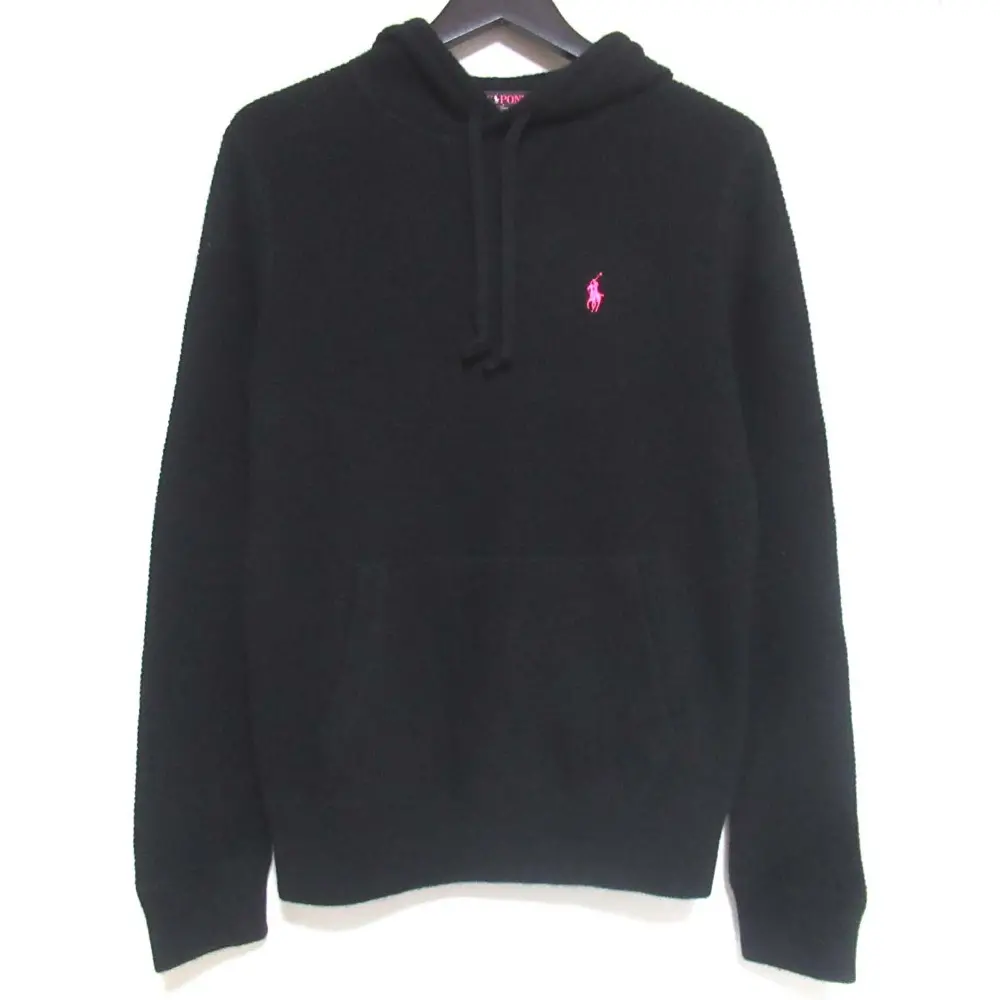 PINK PONY ピンクポニー ラルフローレン カシミヤ100％ ポニー刺繍 ニットフーディー パーカー XSサイズ ブラック