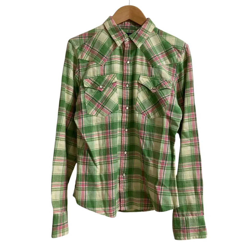 RALPH LAUREN ラルフローレン チェック柄 長袖 ウエスタンネルシャツ サイズ11 グリーン