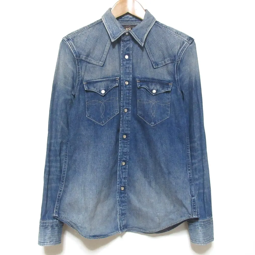 RRL RALPH LAUREN ラルフローレン ユーズド加工 デニムウエスタンシャツ ジャケット 2 インディゴ