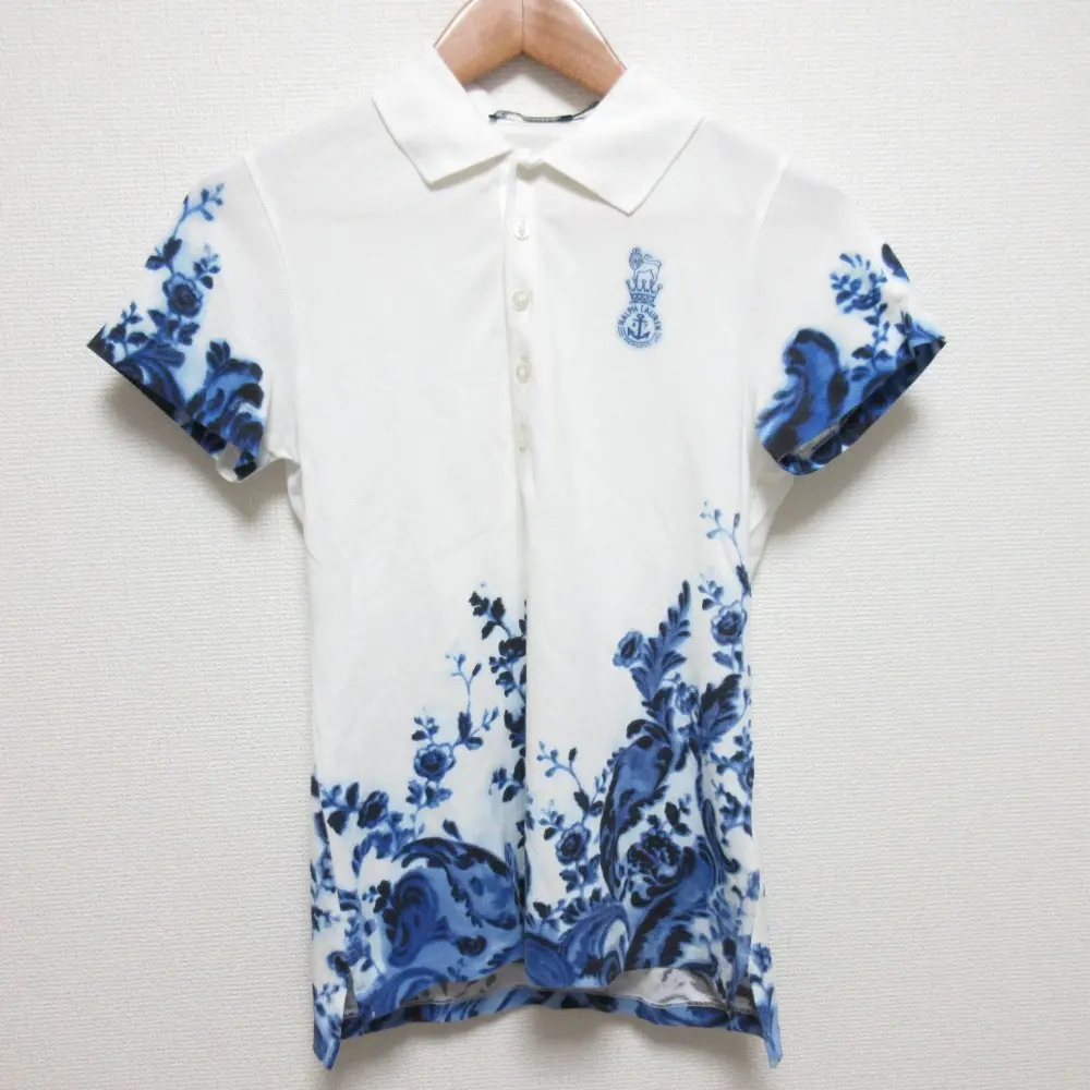 POLORALPH LAUREN ラルフローレン フラワープリント ポロシャツ サイズM ブルー
