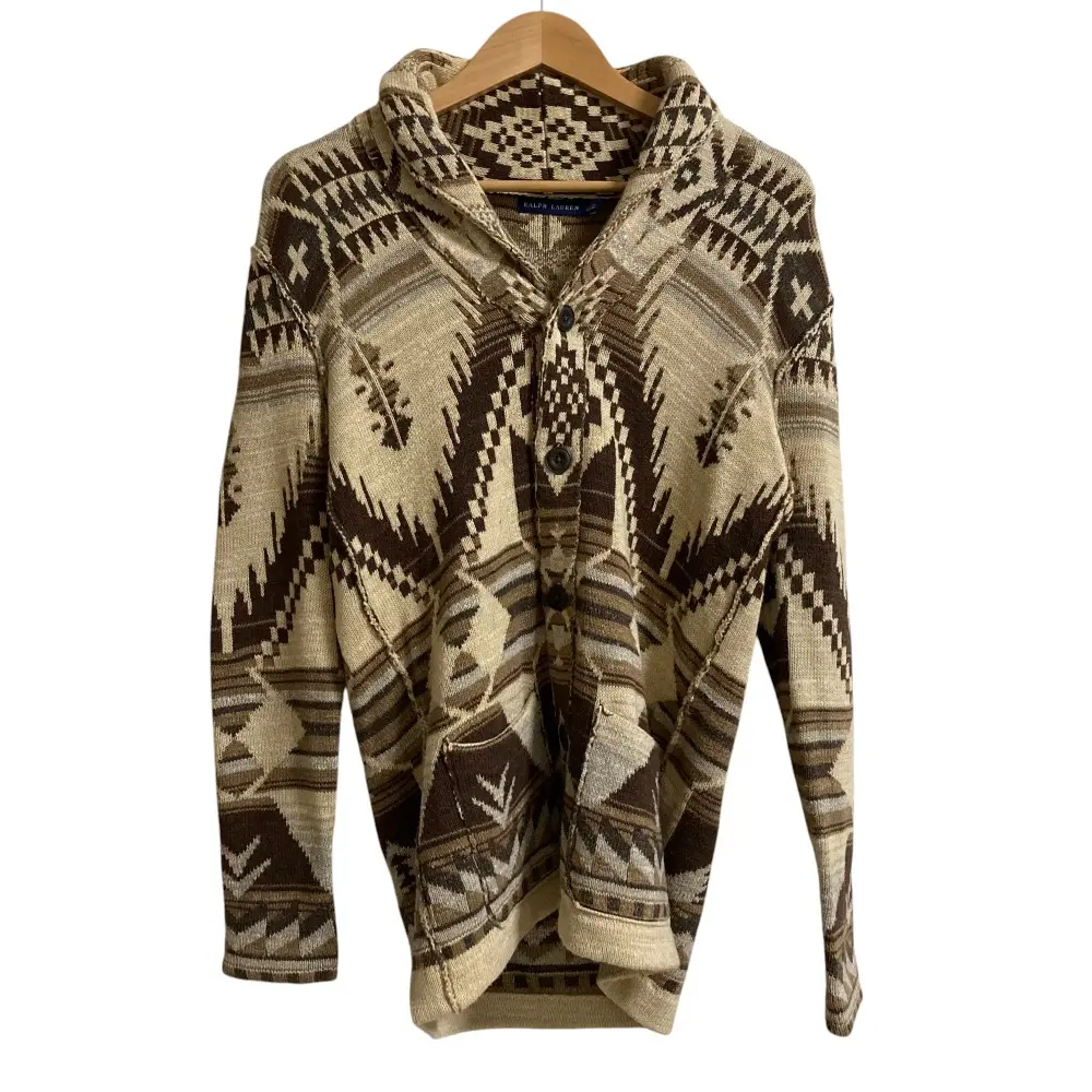 Ralph Lauren ラルフローレン ネイティブ柄 ジャガード ニットカーディガン Sサイズ ベージュ