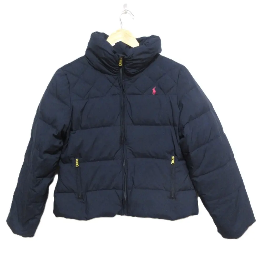 RALPH LAUREN ラルフローレン ポニー刺繡 ショート丈 ダウンジャケット キッズサイズ XL 16Y ネイビー×ゴールド金具