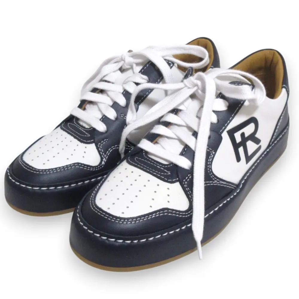 RALPH LAUREN ラルフローレン Jinett レザー ローカットスニーカー 36 約23cm ネイビー×ホワイト