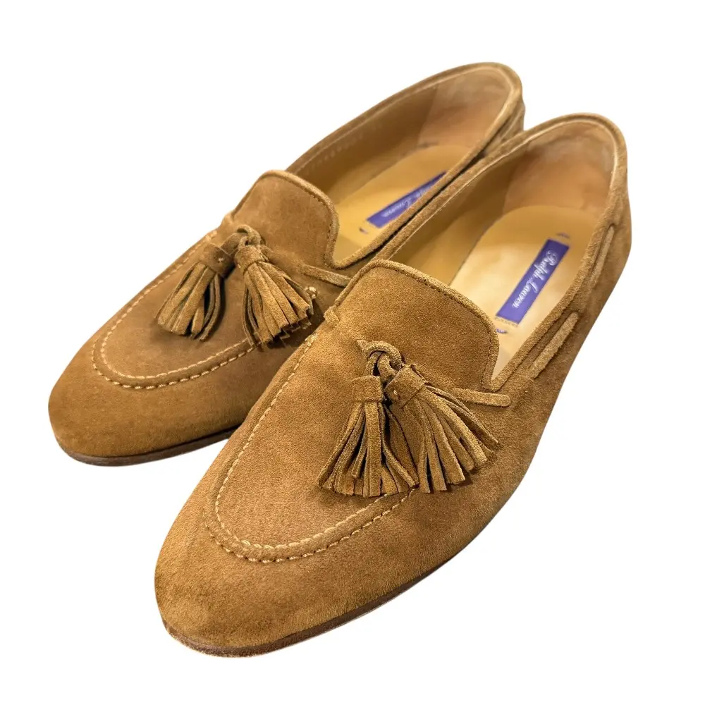 RALPH LAUREN PURPLE LABEL ラルフローレンパープルレーベル スエード タッセルローファー サイズ36M 約23cm ブラウン