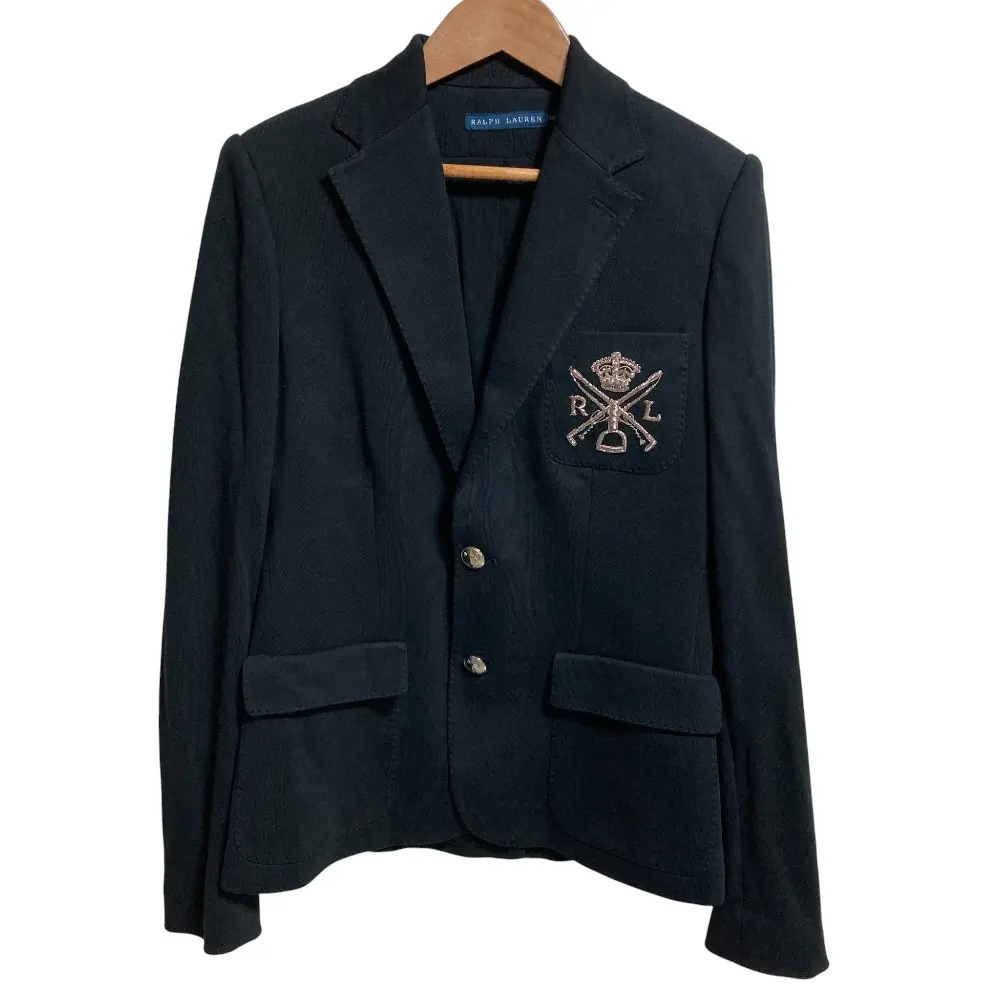 Ralph Lauren ラルフローレン エンブレム刺繍 ブレザー テーラードジャケット サイズ8 ブラック