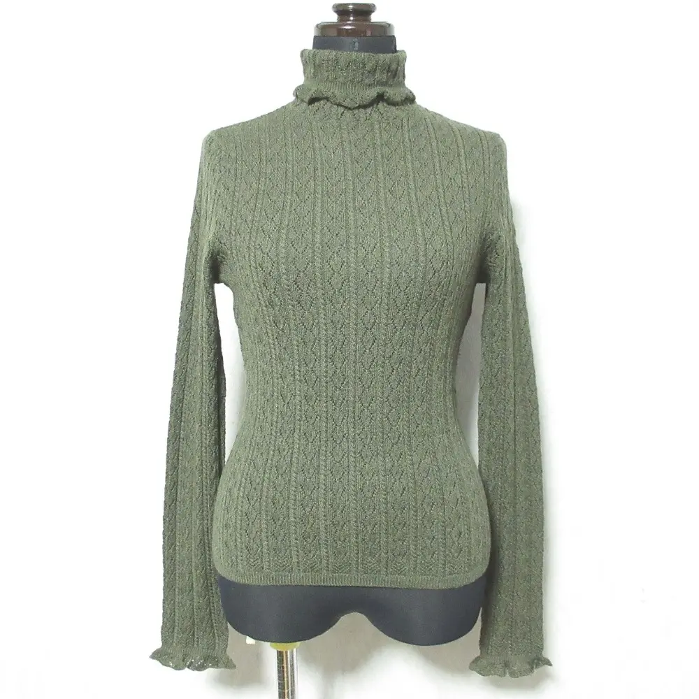 RALPH LAUREN ラルフローレン ハイネック柄編みセーター ニット サイズM カーキ