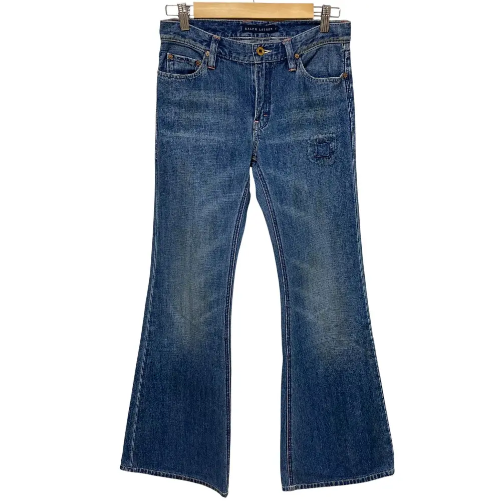 RALPH LAUREN ラルフローレン USED加工 フレアデニムパンツ サイズ7 ブルー