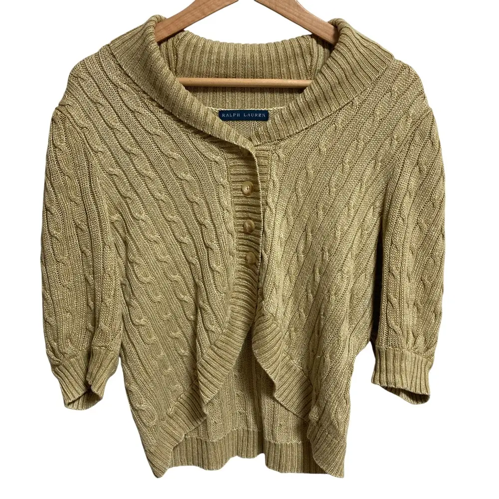 Ralph Lauren ラルフローレン ショールカラー ケーブルニットカーディガン ベージュ