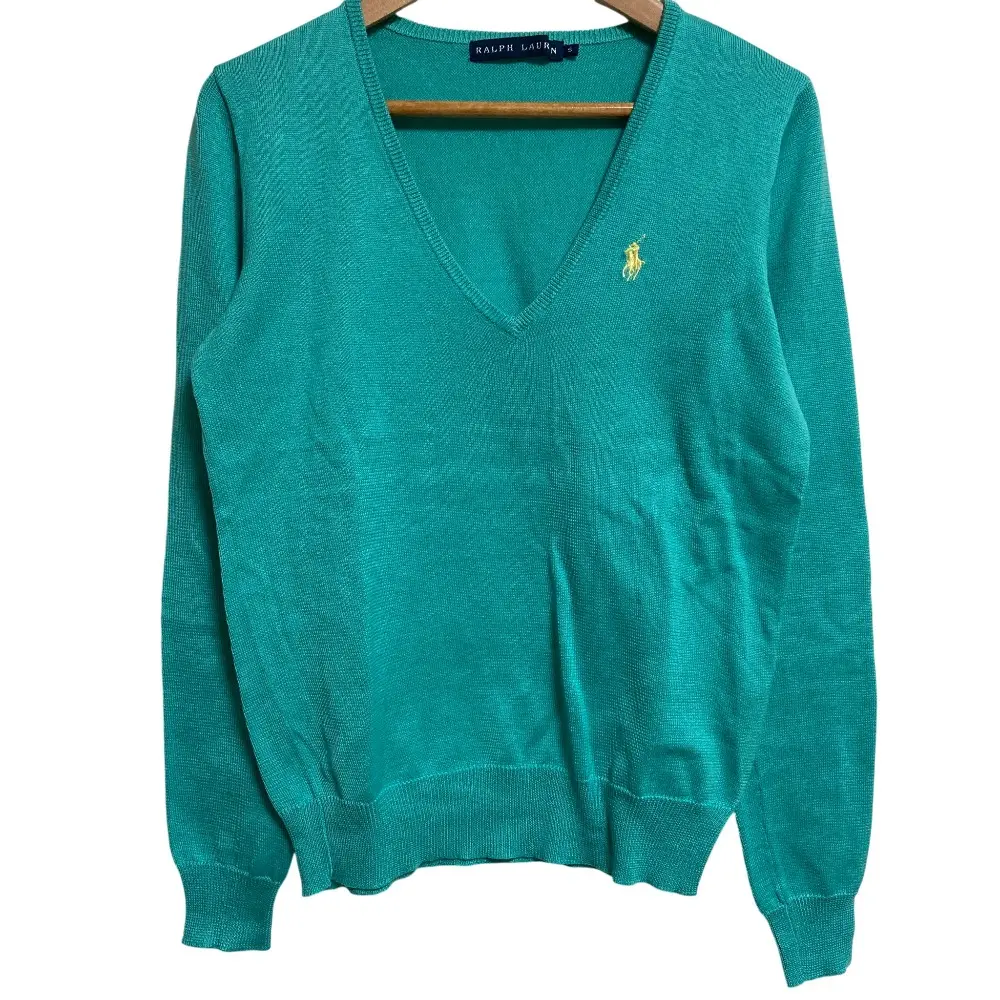 RALPH LAUREN ラルフローレン Vネック ニット カットソー セーター サイズS エメラルドグリーン