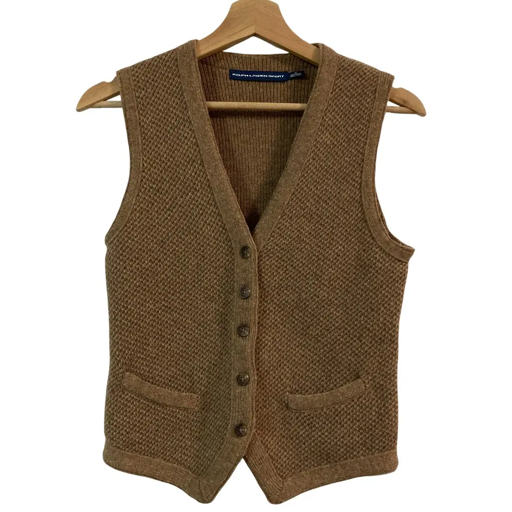 RALPH LAUREN SPORT ラルフローレンスポーツ ウール ニットジレ ベスト サイズS ベージュ