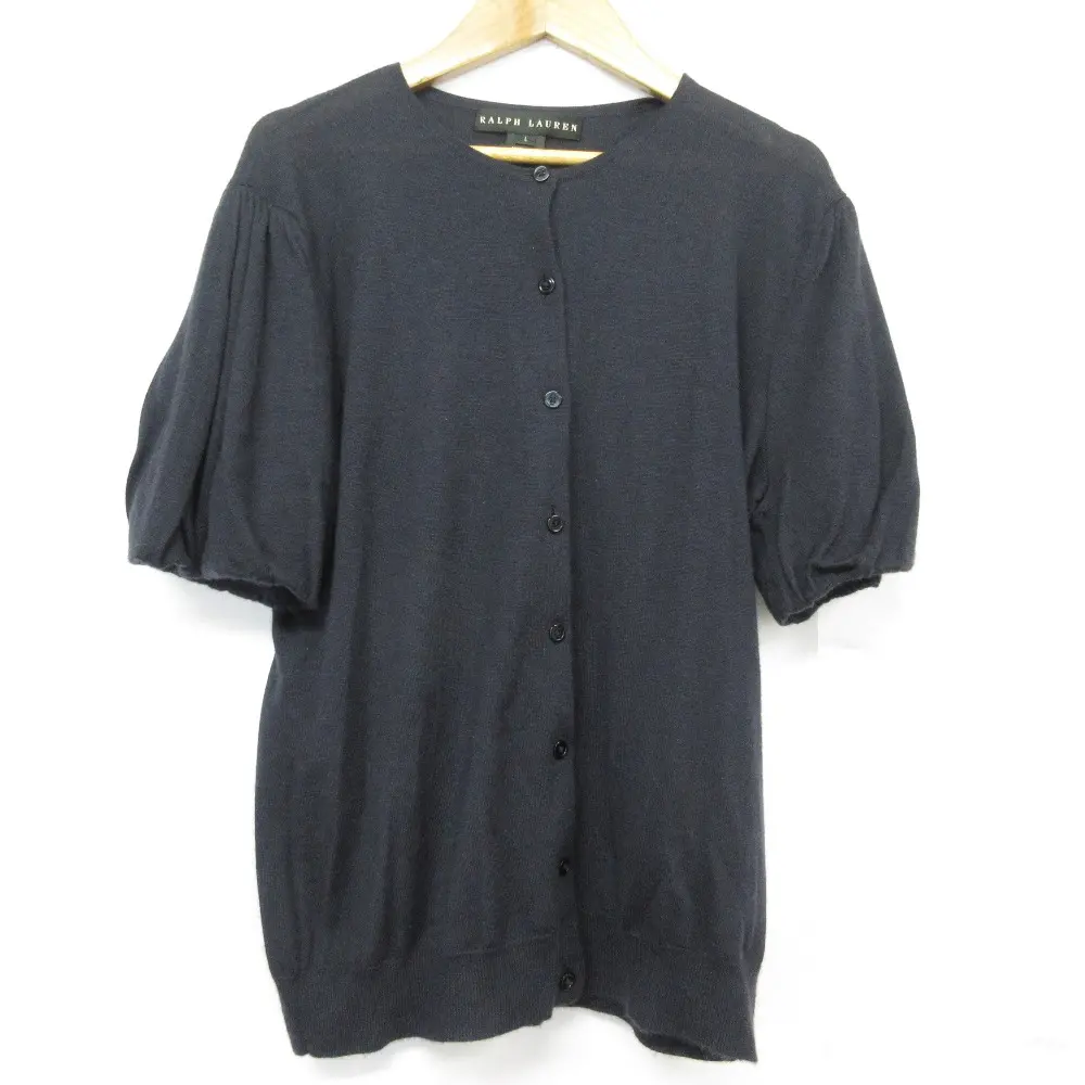 Ralph Lauren BLACK LABEL ラルフローレン ブラックレーベル パフスリーブ シルクブレンド ニット カーディガン L ネイビー