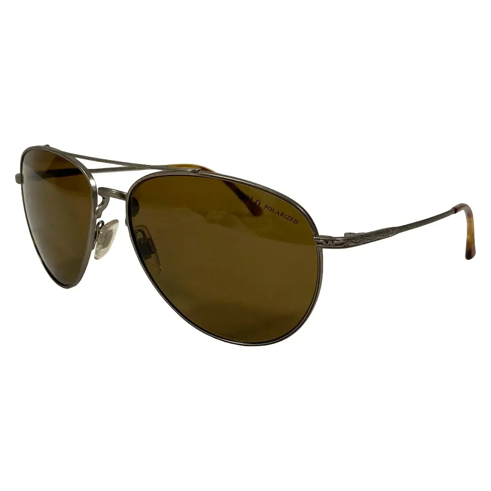 RALPH LAUREN ラルフローレン メタルフレーム サングラス PH3094 シルバーカラー ブラウン