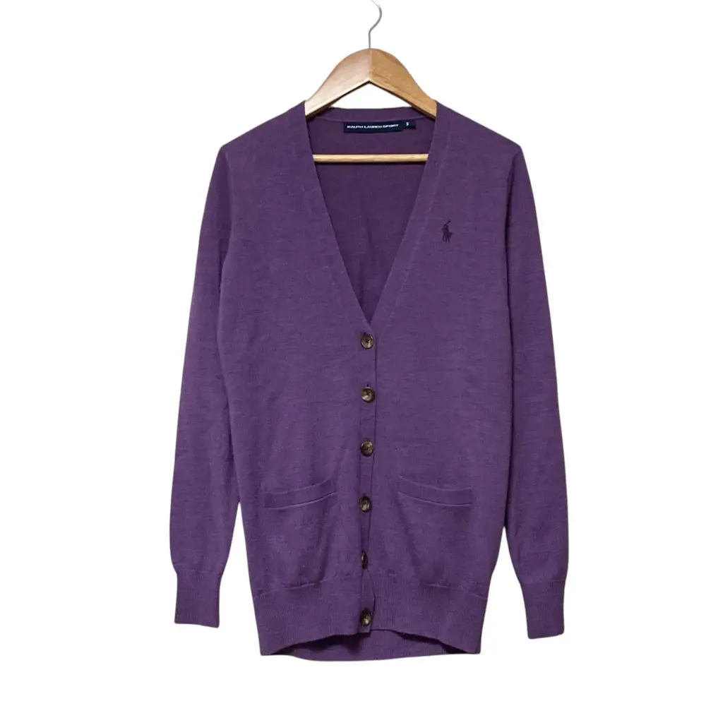 RALPH LAUREN SPORT ラルフローレン スポーツ ウールニット カーディガン S パープル
