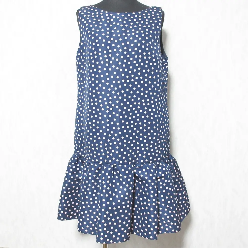RED VALENTINO レッドヴァレンティノ ドットプリント ノースリーブ ペプラムチュニック ミニワンピース 42 ネイビー