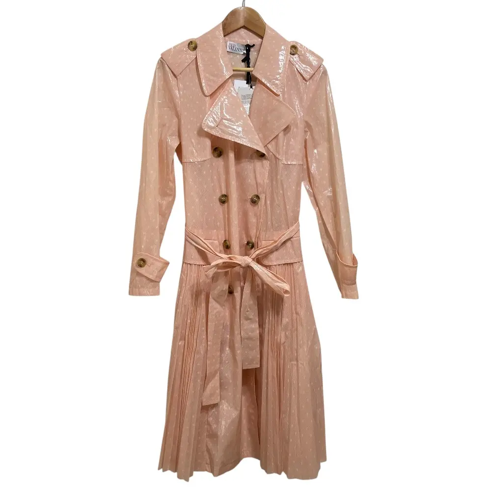 21SS RED VALENTINO レッドヴァレンティノ ドット柄 ベルテッド PVC トレンチコート 40 ピンク