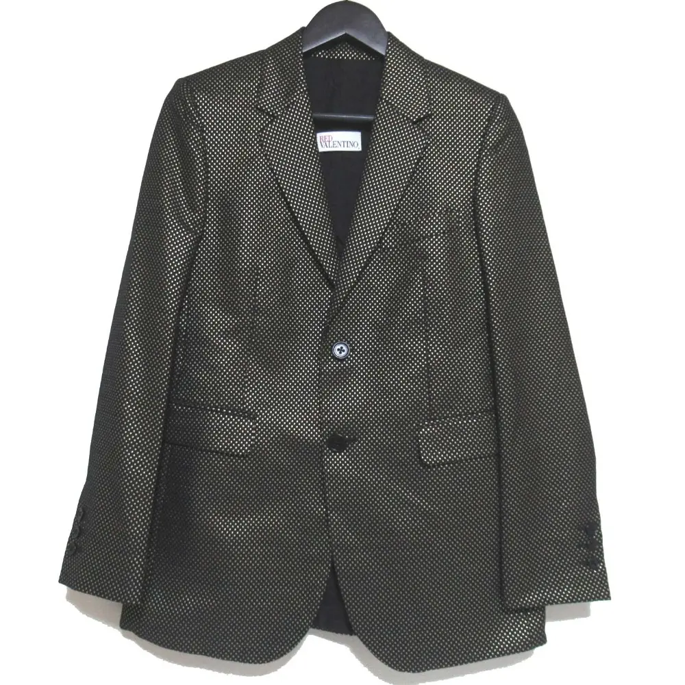 RED VALENTINO レッドヴァレンティノ ドット柄 ジャガード 2B シングル テーラードジャケット 42 170/88A ブラック