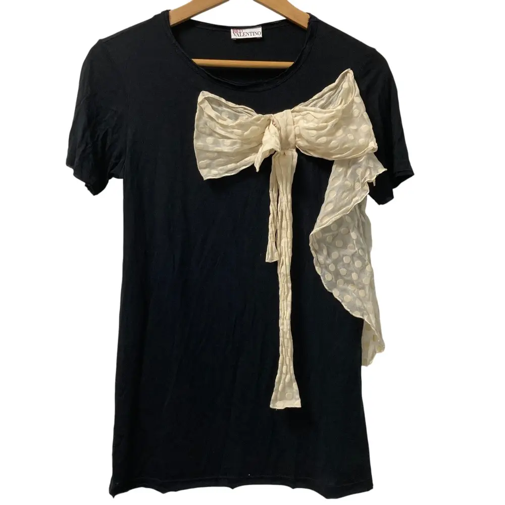 RED VALENTINO レッドヴァレンティノ リボンデザイン グランジ 半袖 Tシャツ M ブラック