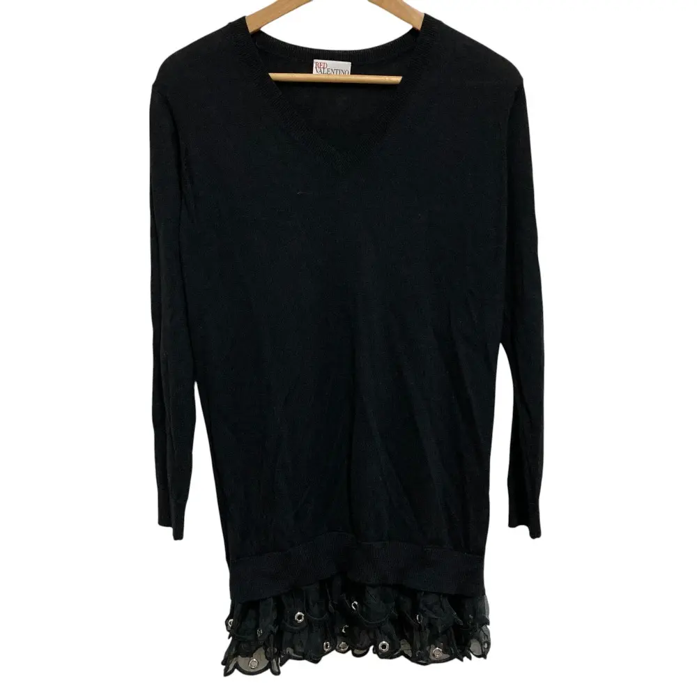 RED VALENTINO レッドヴァレンティノ Vネックニットワンピース XS ブラック