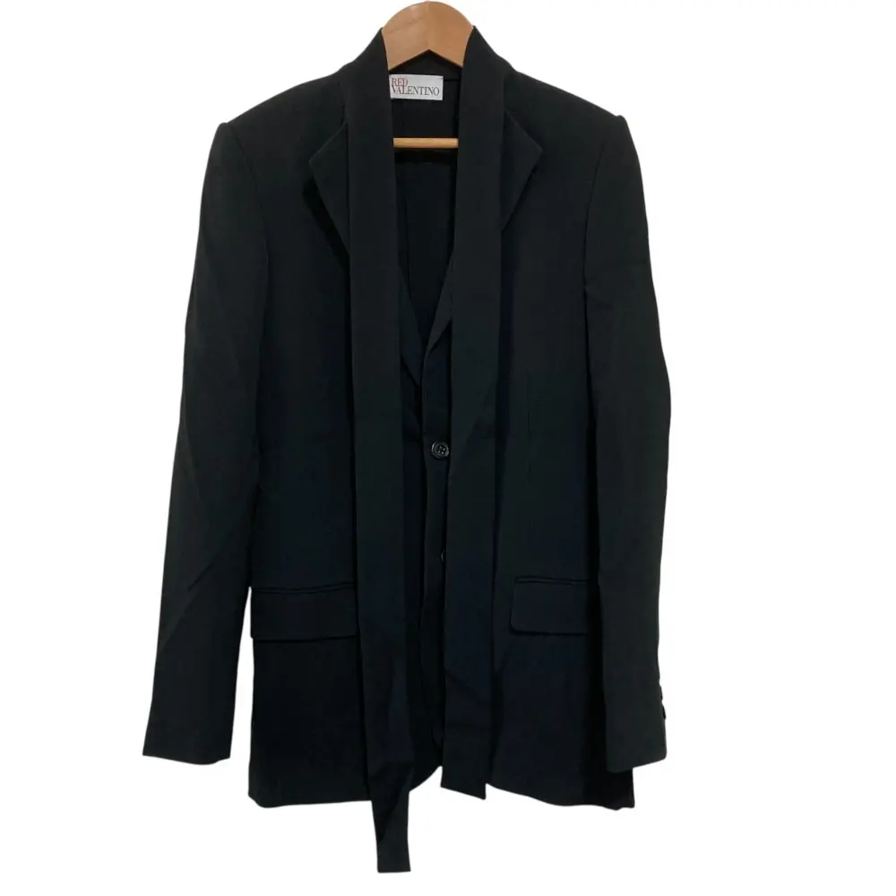 RED VALENTINO レッドヴァレンティノ ボウタイ付き ストレッチ シングルジャケット サイズ40 ブラック
