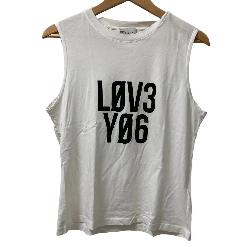 RED VALENTINO レッドヴァレンティノ プリント ノースリーブ カットソー Tシャツ XS ホワイト