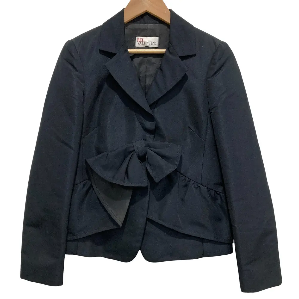 REDValentino レッドヴァレンティノ フリル リボン テーラードジャケット 38 ネイビー