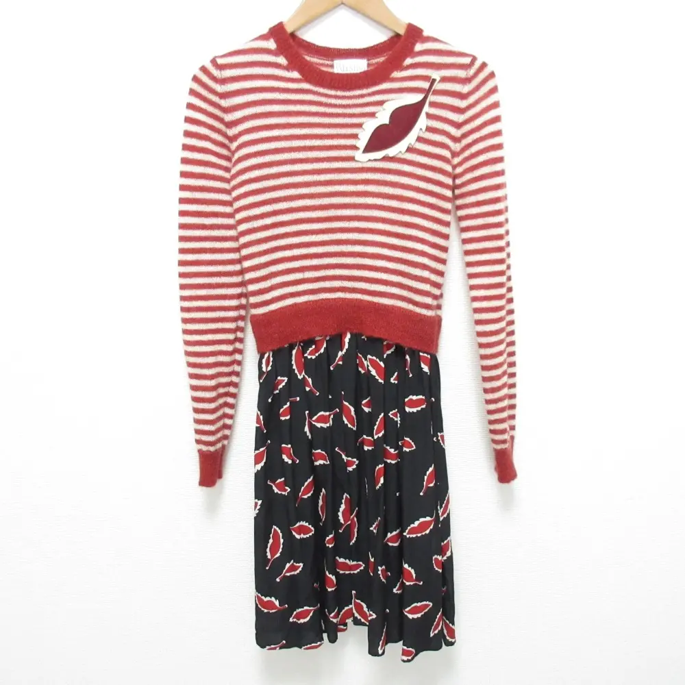 RED VALENTINO レッドヴァレンティノ ドッキングワンピース レッド ブラック