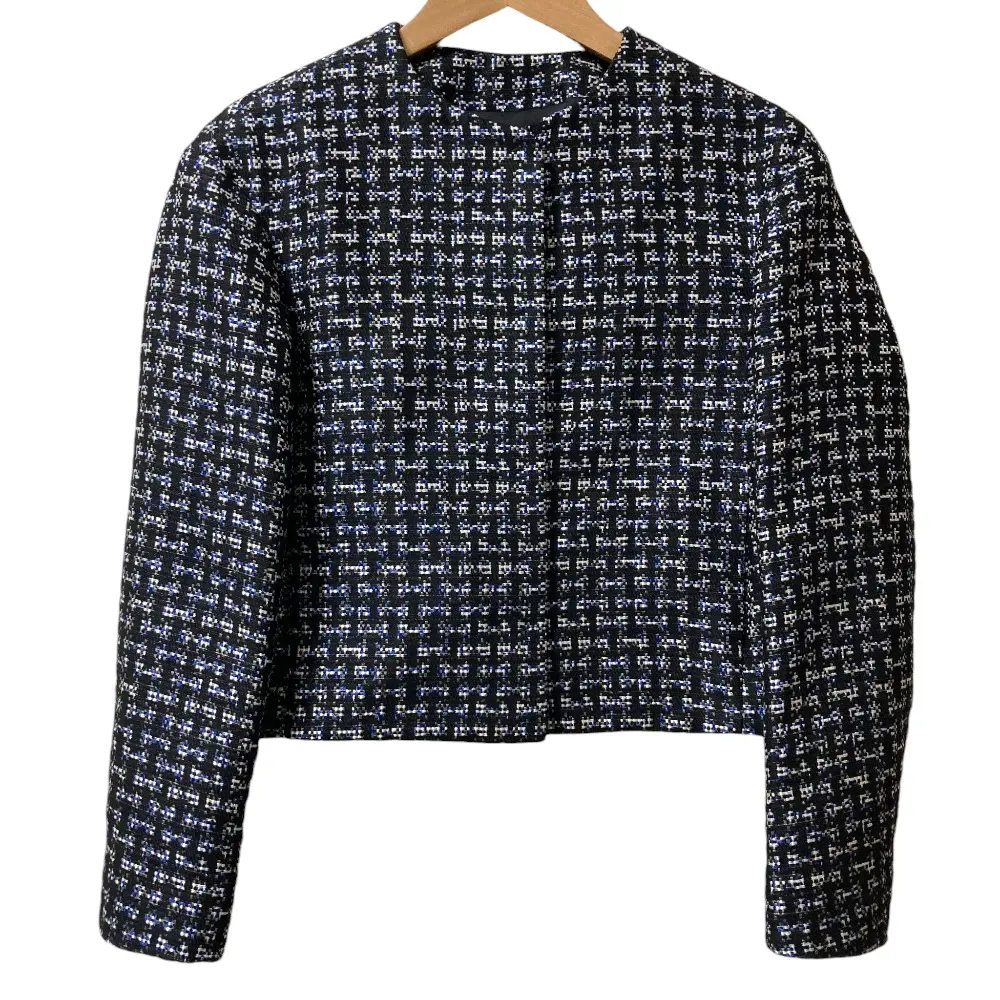 RED VALENTINO レッドヴァレンティノ ツイード ノーカラーショートジャケット サイズ38 ネイビー×ブルー