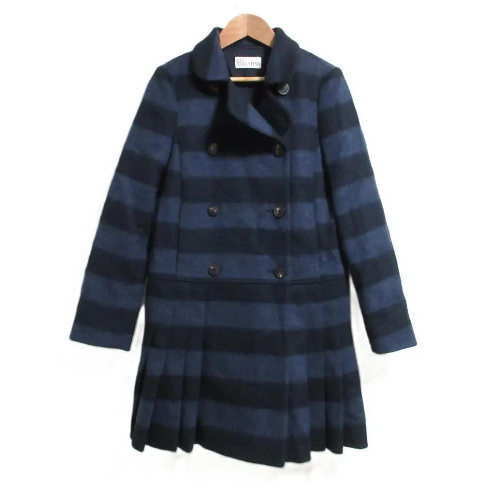 RED VALENTINO レッドヴァレンティノ ボーダーダブルブレストコート 38サイズ ネイビー