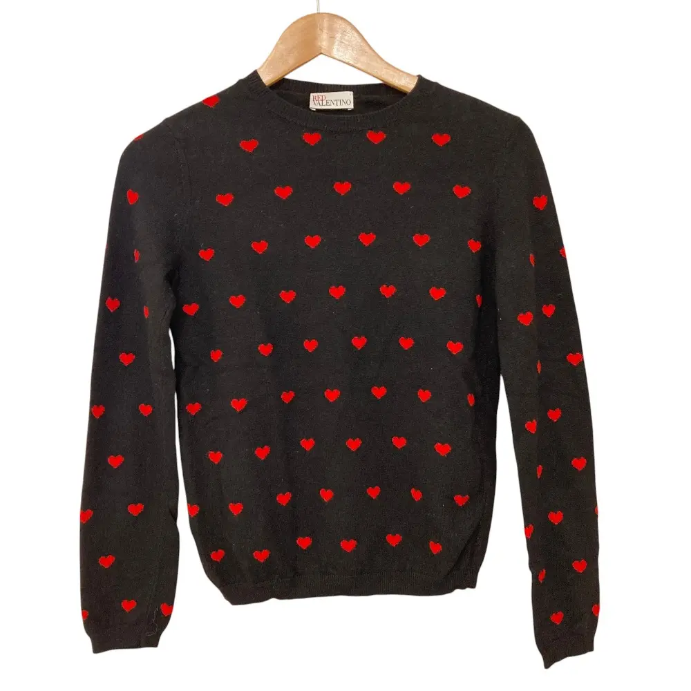REDValentino レッドヴァレンティノ ハート柄 アンゴラブレンド ニット プルオーバー セーター サイズXS ブラック