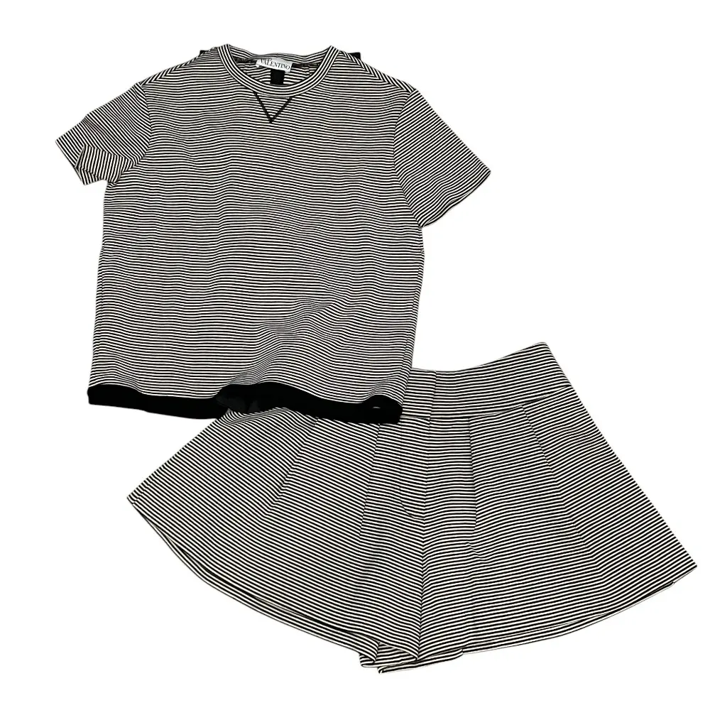 REDValentino レッドヴァレンティノ ボーダー リボン トップス ショートパンツ セットアップ XS/S ブラック ホワイト
